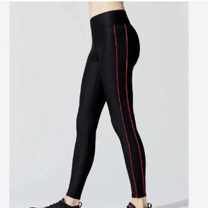 Terez Black Rib Piping Racing Red Stripe Leggings